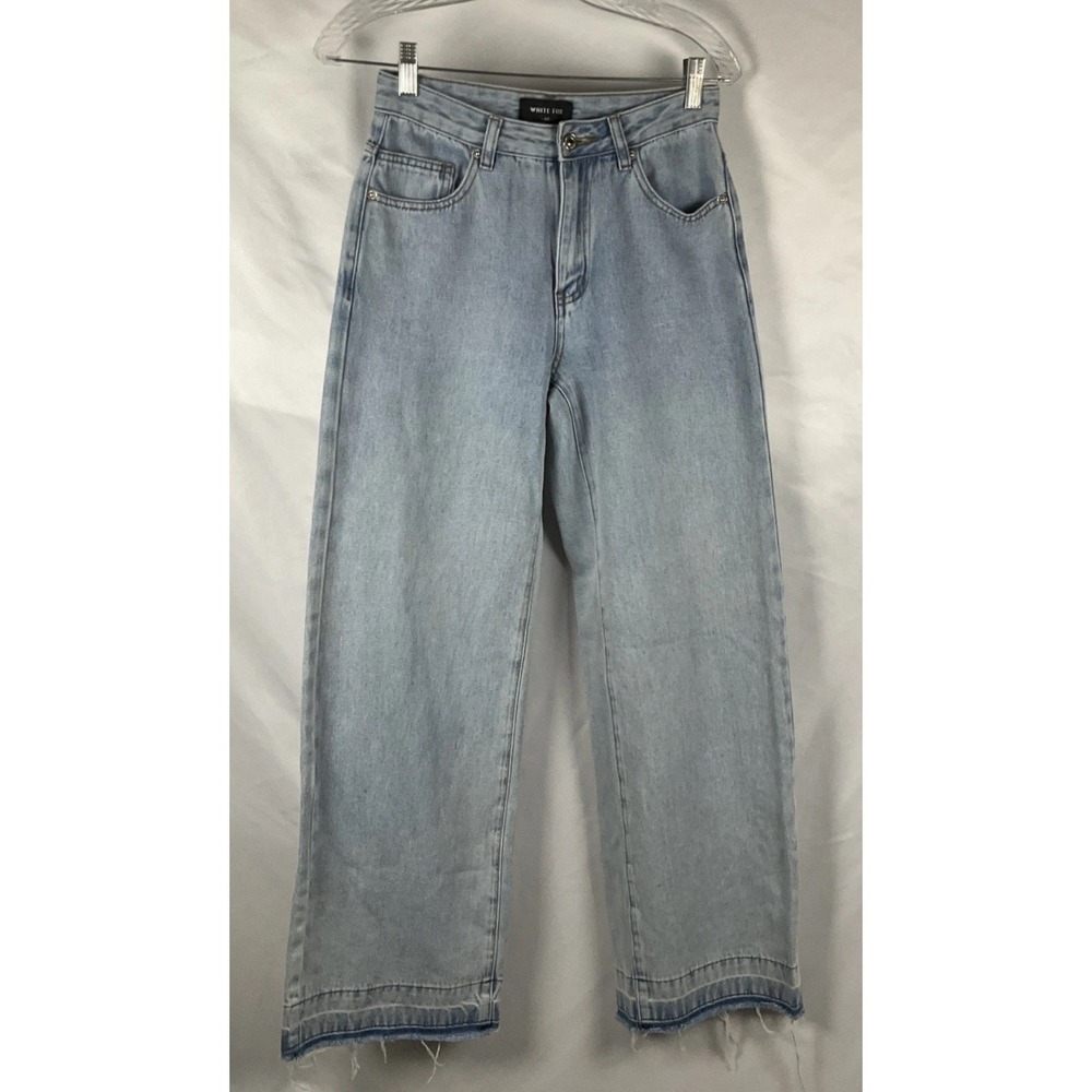 White Fox Women's Size XS I Don't Need You Mid Rise Wide Leg Jeans Denim Pants